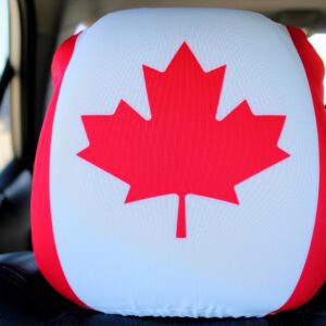 Red maple leaf design on a white background car seat cover.